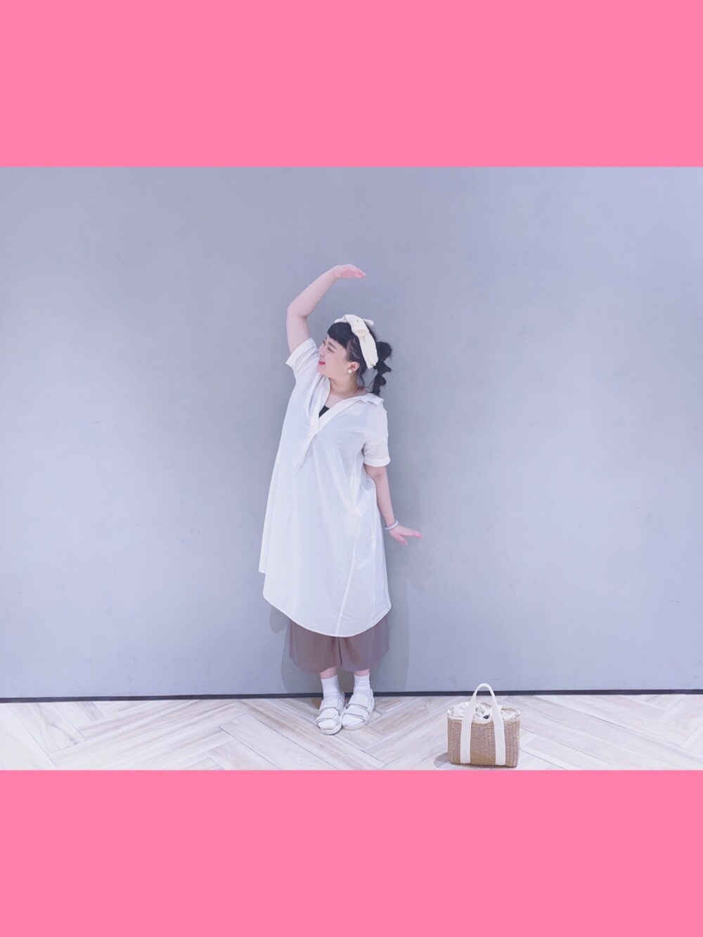 「洋裝、夏、白」｜「niko and...のオリジナルダブルベルトサンダル（サンダル、ホワイト系）」を使った、yohoさん（レディース・170cm）の夏コーディネートの1枚目の写真