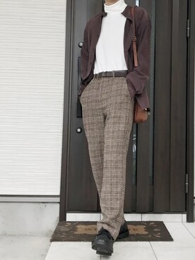 「FOSSIL（フォッシル）のアイテム（バッグ）」を使った、Shinya さん（メンズ・175cm）の秋コーディネート