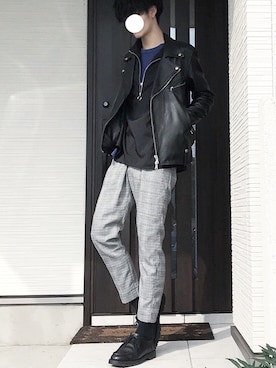 「FREAK'S STORE（フリークスストア）のアイテム（ライダースジャケット）」を使った、Shinya さん（メンズ・175cm・20代）の秋コーディネート