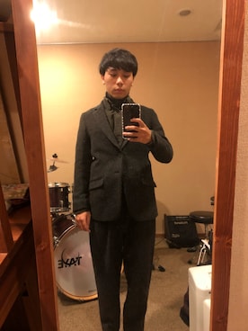 「TROVE（トローヴ）のアイテム（テーラードジャケット）」を使った、bcさん（メンズ・166cm）の冬コーディネート