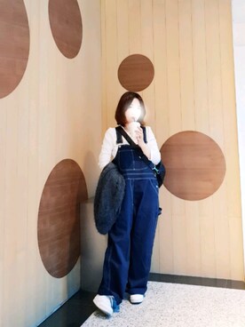 「STYLENANDA（スタイルナンダ）のアイテム（サロペット/オーバーオール）」を使った、Felicia W🐈‍⬛さん（レディース・157cm）の冬コーディネート