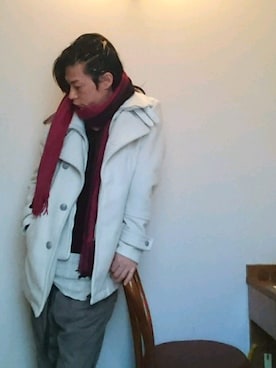 「semantic design（セマンティックデザイン）のアイテム（ピーコート）」を使った、ATさん（メンズ・170cm）の冬コーディネート
