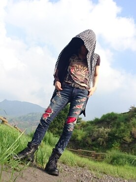 「KMRii（ケムリ）のアイテム（ベスト）」を使った、ATさん（メンズ・170cm）の夏コーディネート