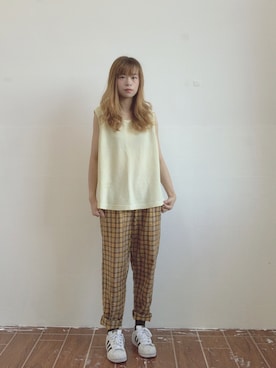 「アイテム（スリッポン）」を使った、イモさん（レディース・155cm・20代）の夏コーディネート