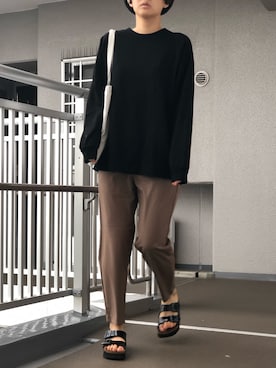 「アンクルパンツ」｜「アイテム（ハンチング/ベレー帽）」を使った、ぷにさん（レディース・165cm）の夏コーディネート