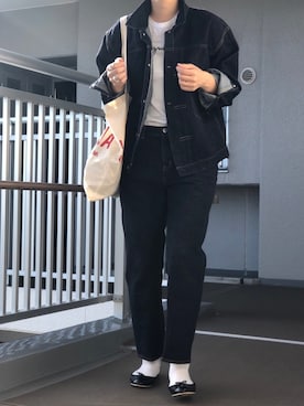 「LENO（リノ）のアイテム（デニムジャケット）」を使った、ぷにさん（レディース・165cm）の秋コーディネート