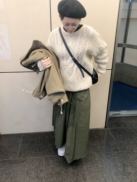 ✨極希少✨HYKE ハイク❣️ダッフルコート　S相当　ホワイト系　レディース HYKEのダッフルコートを使った人気ファッションコーディネート