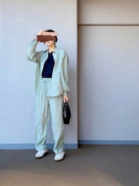 「ミントグリーン」｜「アイテム（ボストンバッグ）」を使った、ぷにさん（レディース・165cm）の夏コーディネート