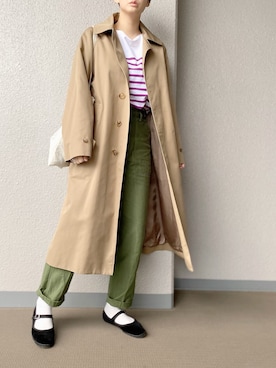 「LENO（リノ）のアイテム（ステンカラーコート）」を使った、ぷにさん（レディース・165cm）の秋コーディネート