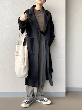 「アイテム（ポロシャツ、ブラウン系）」を使った、ぷにさん（レディース・165cm）の秋コーディネート