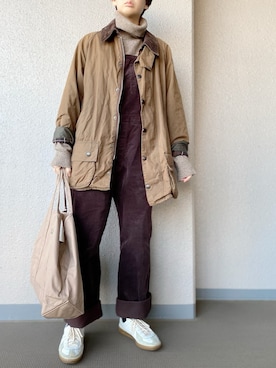 「LENO（リノ）のアイテム（サロペット/オーバーオール）」を使った、ぷにさん（レディース・165cm）の冬コーディネート