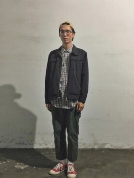 「秋冬」｜「アイテム（ナイロンジャケット）」を使った、exishomeitさん（メンズ・180cm）の冬コーディネート