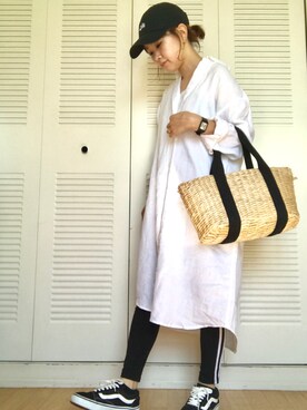 「カコバッグ」｜「アイテム（シャツワンピース）」を使った、*orange*さん（レディース・150cm）の夏コーディネート