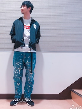 「ベンデイビス」｜「アイテム（ブルゾン）」を使った、ししまるさん（メンズ・178cm）の春コーディネート