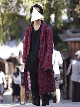 「赤チェック」｜「アイテム（その他アウター）」を使った、Kazuさん（メンズ・178cm）の秋コーディネート