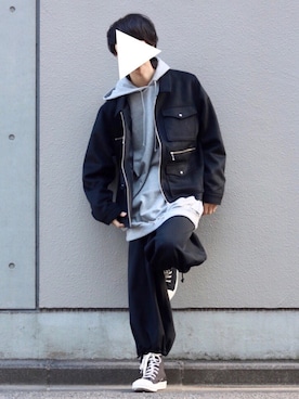 「DRKSHDW（ダークシャドウ）のアイテム」を使った、Kazuさん（メンズ・178cm）の冬コーディネート