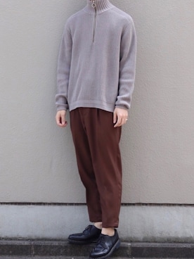 「ブラウンパンツ」｜「アイテム（その他シューズ）」を使った、Kazuさん（メンズ・178cm）の春コーディネート