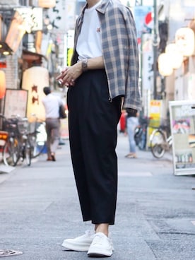 Kazuさんの「WOOL PLEATED PANTS」を使ったコーディネート