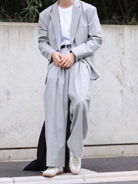 Kazuさんの「STRIPE WIDE TROUSERS」を使ったコーディネート