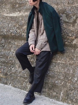 Kazuさんの「WOOL PLEATED PANTS」を使ったコーディネート