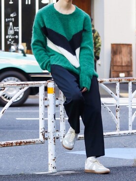 「JOHN LAWRENCE SULLIVAN（ジョンローレンスサリバン）のアイテム（パンツ）」を使った、Kazuさん（メンズ・178cm）の冬コーディネート