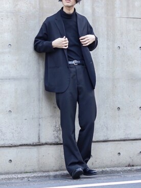 「タートルネックカットソー」｜「アイテム（スラックス）」を使った、Kazuさん（メンズ・178cm）の春コーディネート