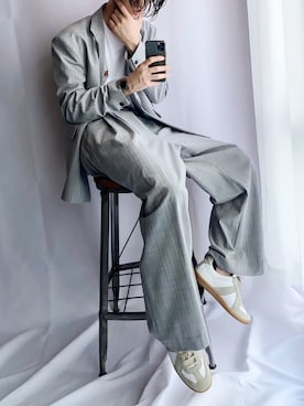 Kazuさんの「STRIPE WIDE TROUSERS」を使ったコーディネート