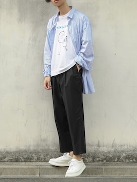 Kazuさんの「WOOL PLEATED PANTS」を使ったコーディネート