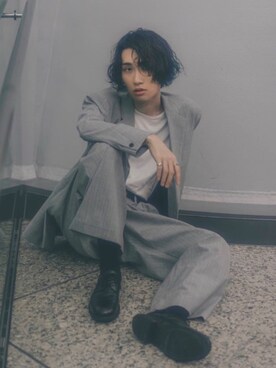 Kazuさんの「STRIPE WIDE TROUSERS」を使ったコーディネート