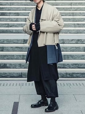 「my beautiful landlet（マイビューティフルランドレット）のアイテム（その他アウター）」を使った、Kazuさん（メンズ・178cm）の秋コーディネート