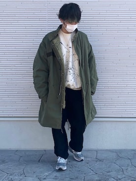 「ミニタリー」｜「アイテム（モッズコート）」を使った、yumaさん（レディース・167cm）の冬コーディネート