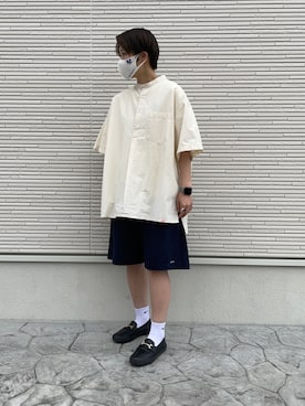 「RAGEBLUE（レイジブルー）のアイテム（ローファー）」を使った、yumaさん（レディース・167cm）の夏コーディネート