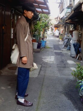 「RETRO GIRL（レトロガール）のアイテム（パンツ）」を使った、聡真さん（メンズ・175cm）の冬コーディネート