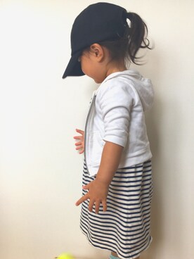 「MIKI HOUSE（ミキハウス）のアイテム（ワンピース）」を使った、T&Ruさん（キッズ・90cm）の春コーディネート