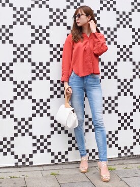 Ax アルマーニ エクスチェンジ フリンジ スキニーデニムパンツを使ったレディース人気ファッションコーディネート Wear