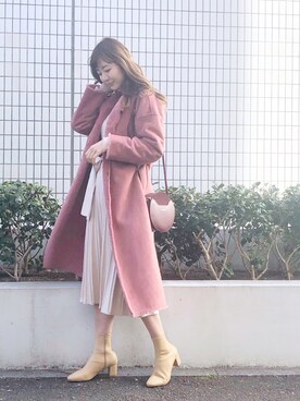 ワンピースを使った ピンクコート のレディース人気ファッションコーディネート Wear