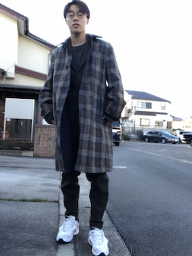 「アイテム（ステンカラーコート）」を使った、ロジャ太さん（メンズ・171cm・20代）の冬コーディネート