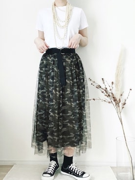 「petite robe noire（プティローブノアー）のアイテム（ネックレス）」を使った、m o r o ↟ ↟さん（レディース・163cm）の夏コーディネート