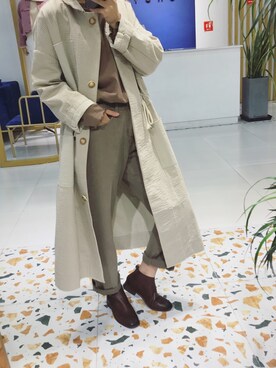 「日系极简」｜「アイテム（トレンチコート）」を使った、uniquexuさん（レディース・166cm）の秋コーディネート