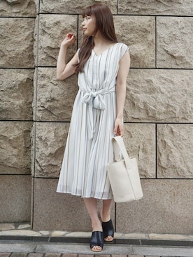 「MERCURYDUO（マーキュリーデュオ）のアイテム（その他シューズ）」を使った、尼子ゆいさん（レディース・158cm）の夏コーディネート