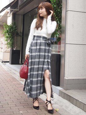 「MERCURYDUO（マーキュリーデュオ）のアイテム（パンプス）」を使った、尼子ゆいさん（レディース・158cm）の秋コーディネート