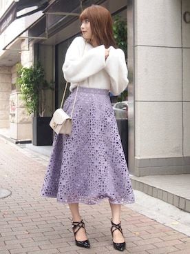 「MERCURYDUO（マーキュリーデュオ）のアイテム（パンプス）」を使った、尼子ゆいさん（レディース・158cm）の秋コーディネート