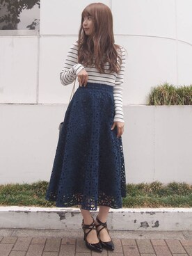 「MERCURYDUO（マーキュリーデュオ）のアイテム（パンプス）」を使った、尼子ゆいさん（レディース・158cm）の秋コーディネート