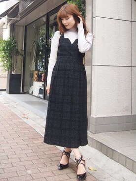 「MERCURYDUO（マーキュリーデュオ）のアイテム（パンプス）」を使った、尼子ゆいさん（レディース・158cm）の秋コーディネート