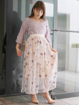 「MERCURYDUO（マーキュリーデュオ）のアイテム（パンプス）」を使った、尼子ゆいさん（レディース・158cm）の秋コーディネート