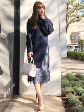 「MERCURYDUO（マーキュリーデュオ）のアイテム（パンプス）」を使った、尼子ゆいさん（レディース・158cm）の秋コーディネート
