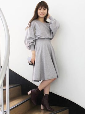「スカラップ」｜「アイテム（ブーツ）」を使った、尼子ゆいさん（レディース・158cm）の秋コーディネート
