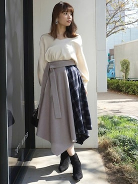 「MERCURYDUO（マーキュリーデュオ）のアイテム（アクセサリー）」を使った、尼子ゆいさん（レディース・158cm）の冬コーディネート