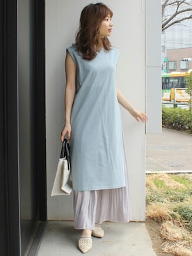 「MERCURYDUO（マーキュリーデュオ）のアイテム（トートバッグ）」を使った、尼子ゆいさん（レディース・158cm）の春コーディネート