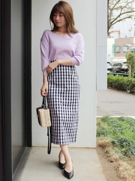 「MERCURYDUO（マーキュリーデュオ）のアイテム（パンプス）」を使った、尼子ゆいさん（レディース・158cm）の春コーディネート